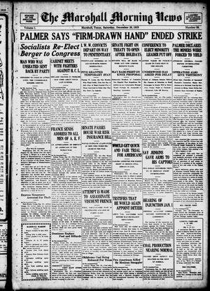 The Marshall Morning News (Marshall, Tex.), Vol. 1, No. 89, Ed. 1 Saturday, December 20, 1919