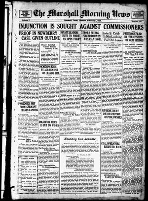 The Marshall Morning News (Marshall, Tex.), Vol. 1, No. 125, Ed. 1 Tuesday, February 3, 1920