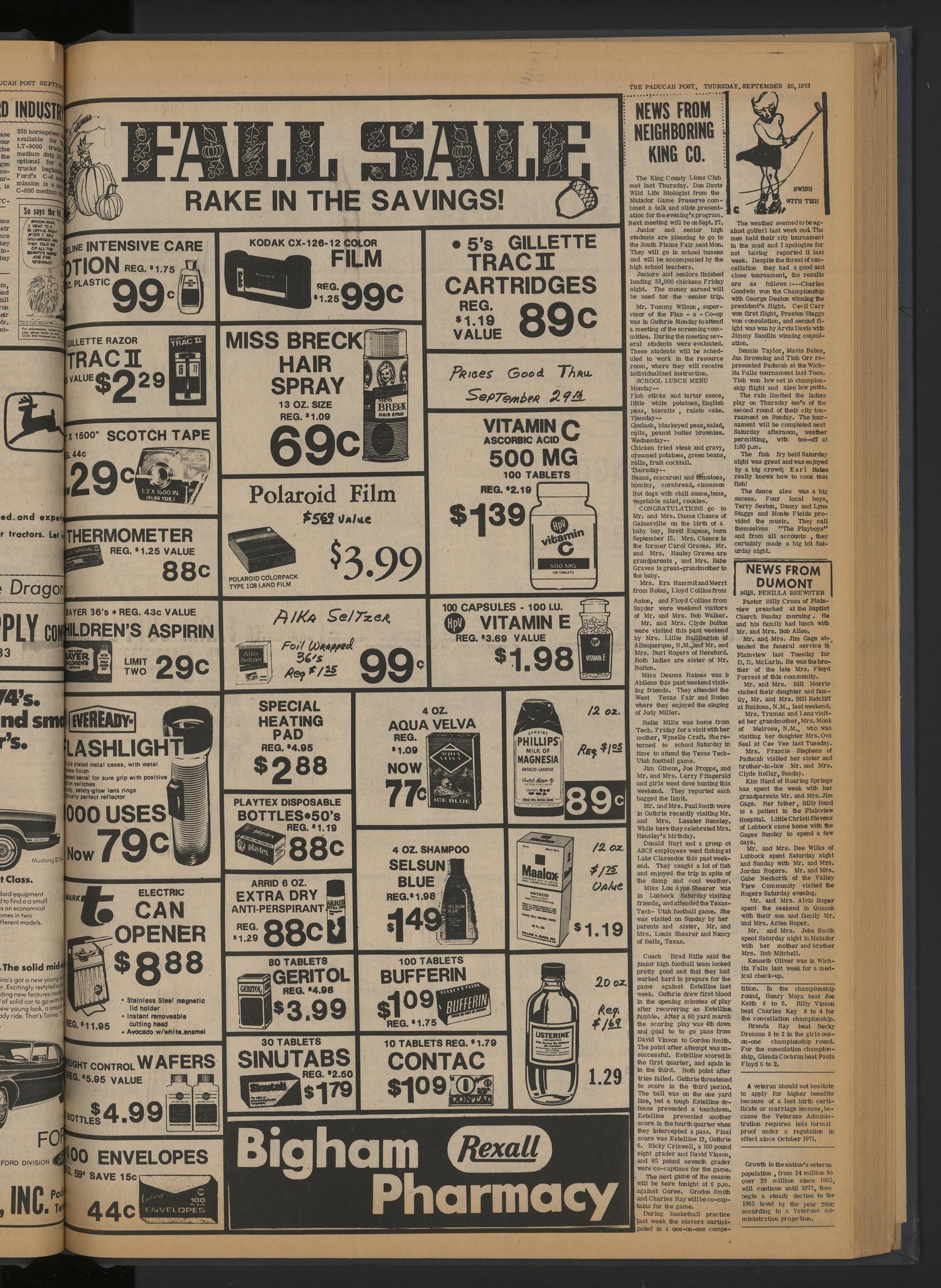 The Paducah Post (Paducah, Tex.), Vol. [66], No. 29, Ed. 1 Thursday, September 20, 1973
                                                
                                                    [Sequence #]: 5 of 12
                                                