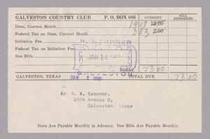 [Monthly Bill for Galveston Country Club: January 1952]