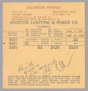[Houston Lighting & Power Co. Monthly Statement: April 1952]