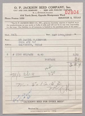 [Invoice for Zinc Sulphate, May 12, 1952]