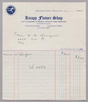 [Invoice from Knapp Flower Shop: March, 1952]