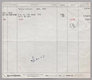 [Invoice for Tie Rack, August 1952]
