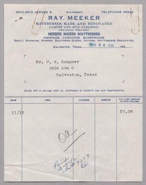 [Invoice for Balance Due to Ray. Meeker, November 1952]