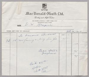 [Invoice for Balance Due to Mac Donald-Heath Ltd., February 1952]