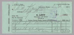 [Invoice for Balance Due to A. Levy, January 1952]
