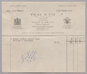 Primary view of object titled '[Invoice for Leather Toilet Case, March 1952]'.