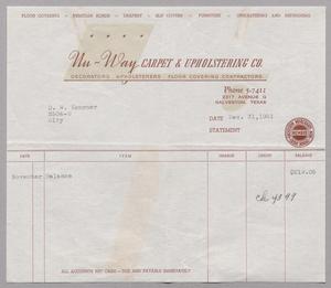 [Invoice for November Balance, December 1951]