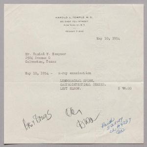 [Invoice for X-Ray Examination, May 1954]
