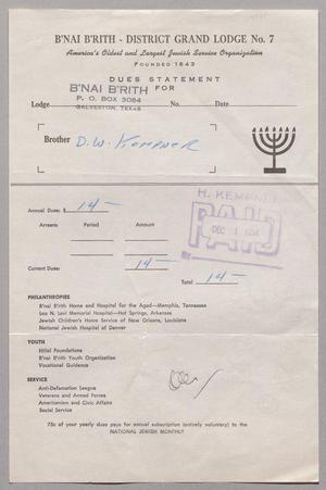 [Invoice for Annual Dues: B'Nai B'rith, December 1955]