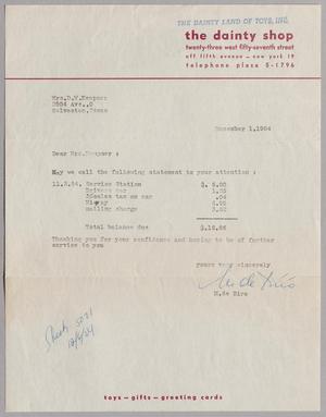 [Invoice for Balance Due to the Dainty Shop, December 1954]
