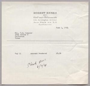 [Invoice for Account Rendered, June 1954]