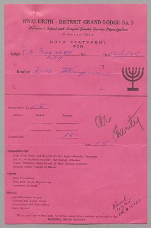 [Invoice for Annual Dues, December 1955]