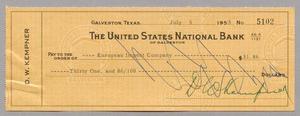 [Voided Check from Daniel Webster Kempner to European Import Company, July 5, 1955]
