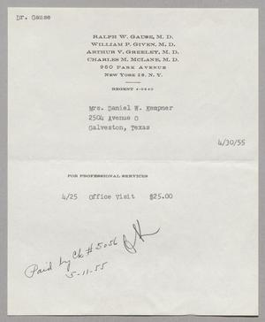 [Invoice for Office Visit, April 1955]