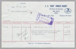 [Invoice for Insurance for Miss Gladys Kempner, May 1962]