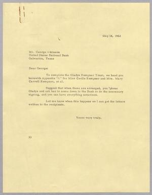 [Letter from Harris L. Kempner to George M. Atkinson, May 18, 1962]