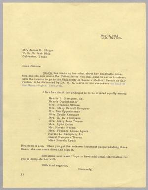 [Letter from Kempner, Harris Leon to James H. Phipps, May 14, 1962]