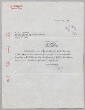 [Letter from Ray I. Mehan to R. L. Phinney, September 13, 1957]