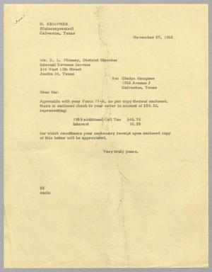 [Letter from R. I. Mehan to R. L. Phinney, November 27, 1962]