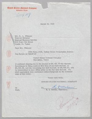 [Letter from Ray I. Mehan to Ray L. Phinney, March 10, 1959]