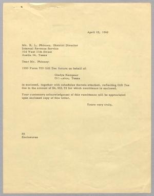 [Letter from R. I. Mehan to R. L. Phinney, April 12, 1960]