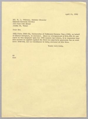 [Letter from R. I. Mehan to R. L. Phinney, April 11, 1962]