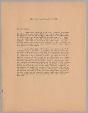 [Letter from Isaac H. Kempner to Harris L. Kempner, November 6, 1944]
