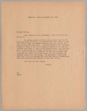 [Letter from Isaac H. Kempner to Harris L. Kempner, September 25, 1944]