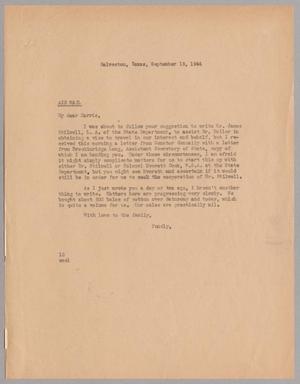 [Letter from Isaac H. Kempner to Harris L. Kempner, September 18, 1944]