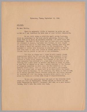 [Letter from Isaac H. Kempner to Harris L. Kempner, September 16, 1944]