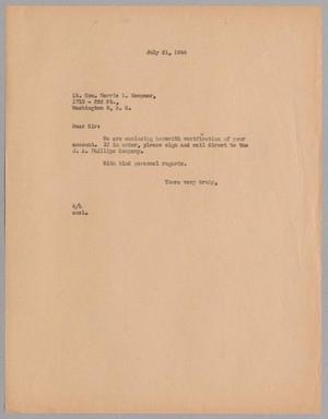 [Letter from A. H. Blackshear, Jr. to Lt. Com. Harris L. Kempner, Jul 21, 1944]