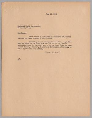 [Letter from A. H. Blackshear, Jr. to Seabrook Yacht Corporation, June 23, 1944]