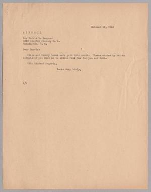 [Letter from A. H. Blackshear, Jr. to Lt. Harris L. Kempner, October 19, 1943]