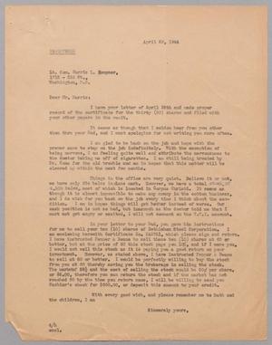 [Letter from A. H. Blackshear, Jr. to Lt. Com. Harris L. Kempner, April 29, 1944]