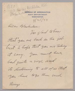 [Letter from Harris L. Kempner to Blackshear, April 25, 1944]