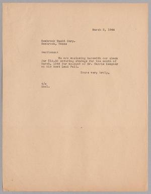 [Letter from A. H. Blackshear, Jr. to Seabrook Yacht Corporation, March 2, 1944]