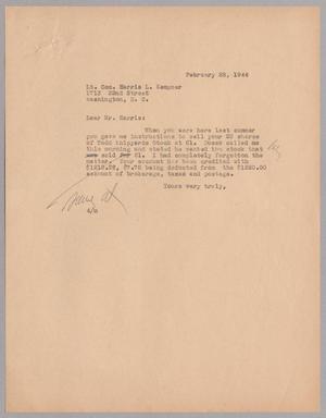 [Letter from A. H. Blackshear, Jr. to Lt. Com. Harris L. Kempner, February 28, 1944]