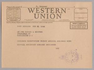 [Telegram from I. H. Kempner to Harris L. Kempner, February 21, 1944]