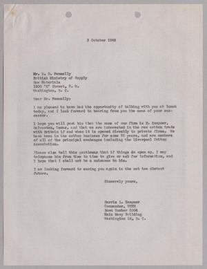 [Letter from Harris L. Kempner to Mr. R. D. Fennelly, October 3, 1945]