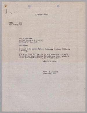 [Letter from Harris L. Kempner to Brooks Brothers, October 2, 1945]