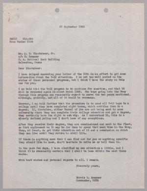 [Letter from Harris L. Kempner to Mr. A. H. Blackshear, Jr., September 27, 1945]