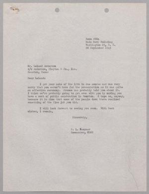 [Letter from H. L. Kempner to Mr. Leland Anderson, September 20, 1945]