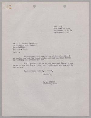 [Letter from Harris L. Kempner to Mr. A. T. Whayne, September 20, 1945]