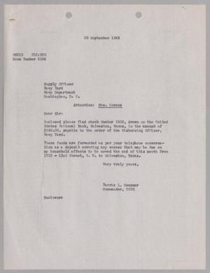 [Letter from Harris L. Kempner to Supply Officer, September 20, 1945]