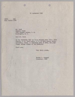 [Letter from Harris L. Kempner to Mr. Hood, September 10, 1945]