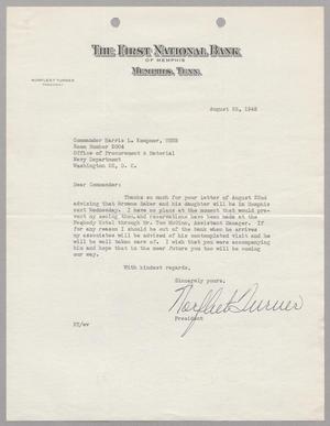 [Letter from The First National Bank of Memphis to Commander Harris L. Kempner, August 25, 1945]