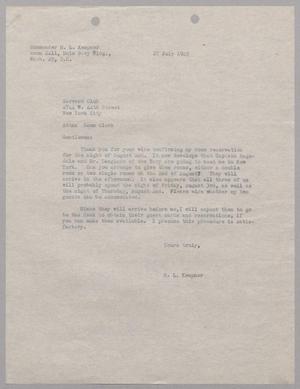 [Letter from H. L. Kempner to Harvard Club, July 27, 1945]