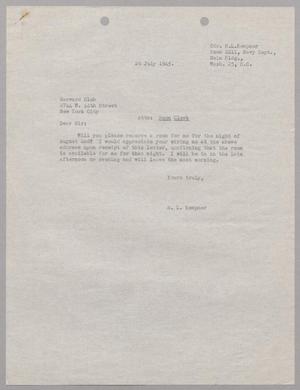 [Letter from H. L. Kempner to Harvard Club, July 26, 1945]